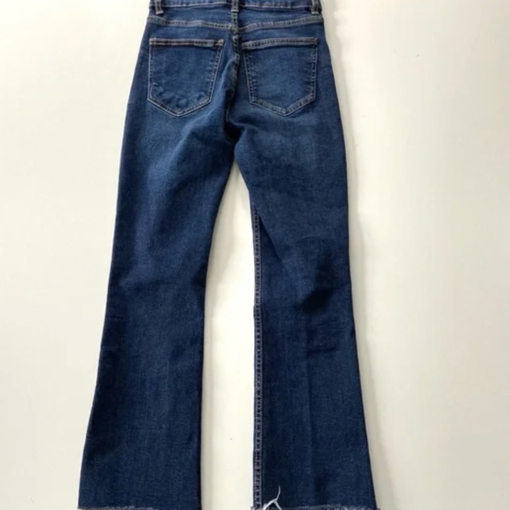 Zara Medium Wash High Rise Waist Stretch Raw Hem Denim Jeans